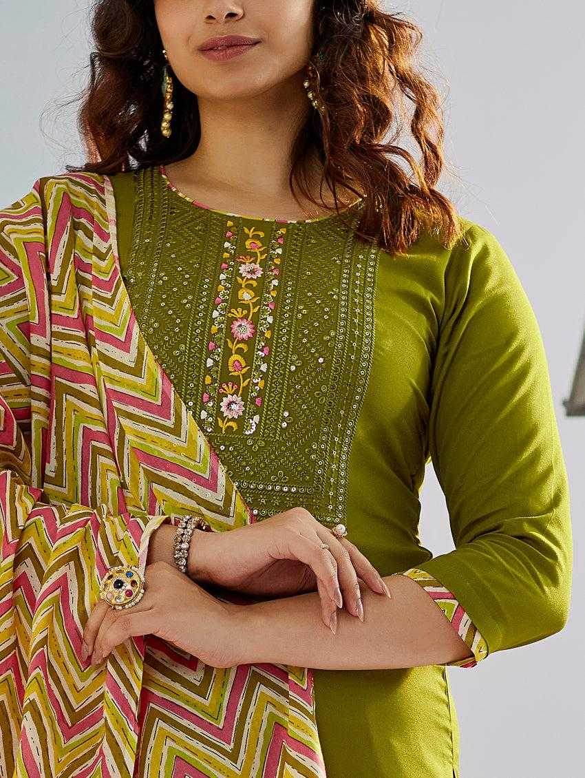 Muslin Cotton Embroidery Cotton Palazzo Suit - MYLUXURY LANE ENTERPRISE
